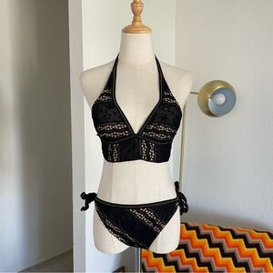 Vintage 1990s BECCA Coastal Crochet 2-piece Bikini Top & Bottom 2-piece Set